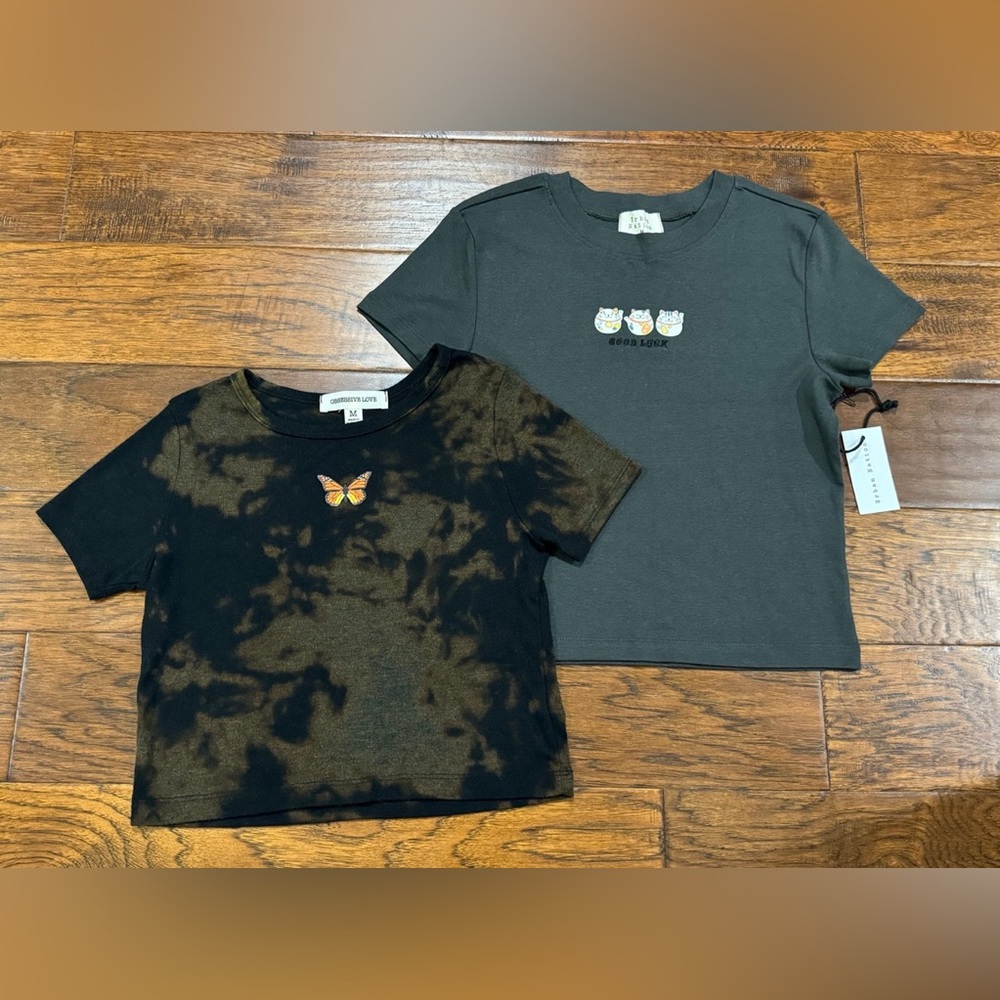 Urban Nation Lucky Cat Tee and Obsessive Love Monarch Butterfly Crop Top